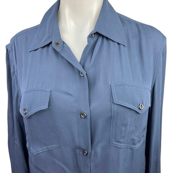 Vince Blue Pockets Soft Lightweight Long Sleeve Button Down Shirt Top Size S - Picture 3 of 5